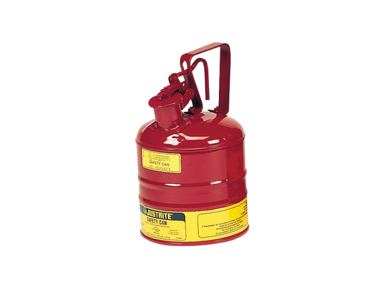 Justrite® Type I Steel Safety Can with Trigger Handle for flammables, 1 gallon (4L), S_S flame arrester, self-close lid