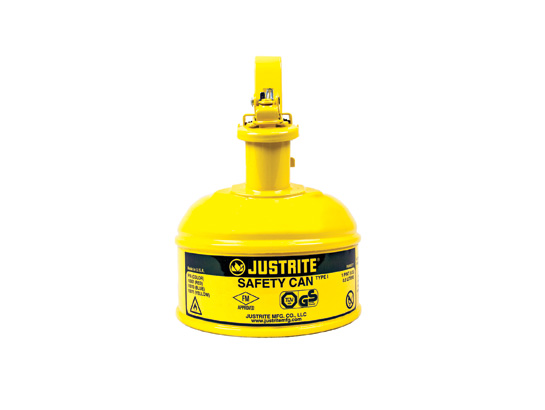 JR Type I Steel Safety Can with Trigger Handle for flammables, 1 pint, S_S flame arrester, self-close lid YELLOW