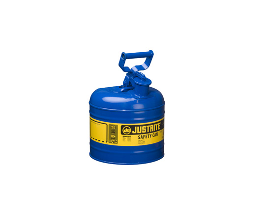 TYPE I STEEL SAFETY CAN FOR FLAMMABLES, 2 GALLON (7.5L), S_S FLAME ARRESTER, SELF-CLOSE LID BLUE