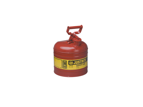 TYPE I STEEL SAFETY CAN FOR FLAMMABLES, 2 GALLON (7.5L), S_S FLAME ARRESTER, SELF-CLOSE LID RED