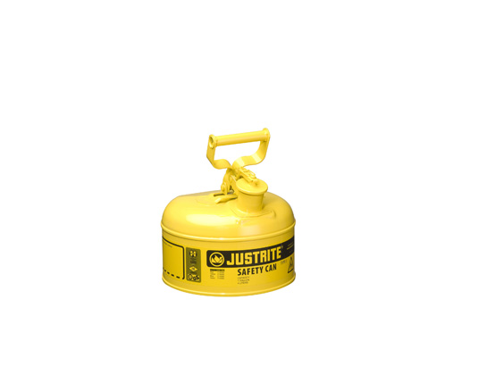 Type I Steel Safety Can for flammables, 1 gallon (4L), S_S flame arrester, self-close lid YELLOW