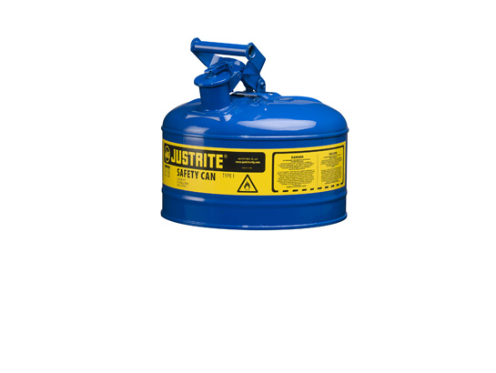 Type I Steel Safety Can for flammables, 2.5 gallon (9.5L), S_S flame arrester, self-close lid BLUE