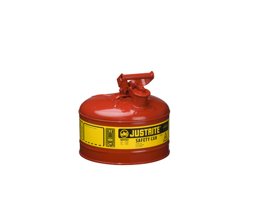 Type I Steel Safety Can for flammables, 2.5 gallon (9.5L), S_S flame arrester, self-close lid RED
