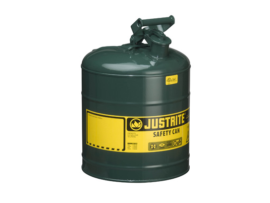 Type I Steel Safety Can for flammables, 5 gallon (19L), S_S flame arrester, self-close lid GREEN