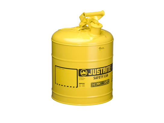 Type I Steel Safety Can for flammables, 5 gallon (19L), S_S flame arrester, self-close lid YELLOW
